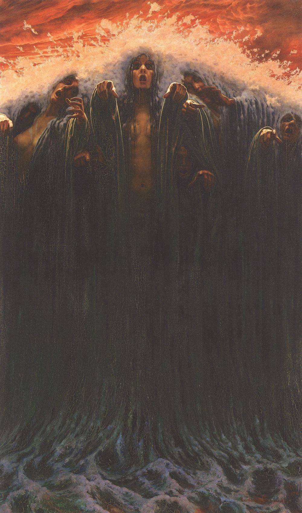 Carlos Schwabe, La Vague, 1907. Oil on canvas, 196 x 116 cm, Musée d'art et d'histoire, Geneve