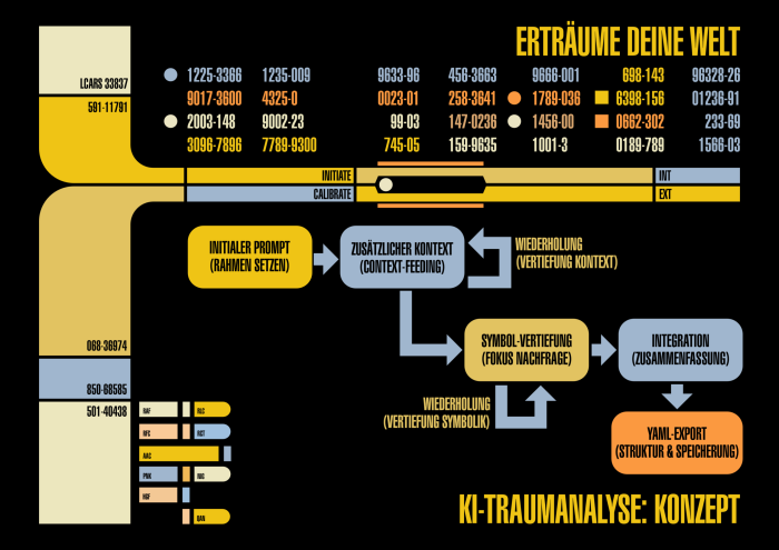 KI-Traumanalyse: Konzept in 5 Schritten (Design inspiriert durch LCARS aus Star Trek: The Next Generation)